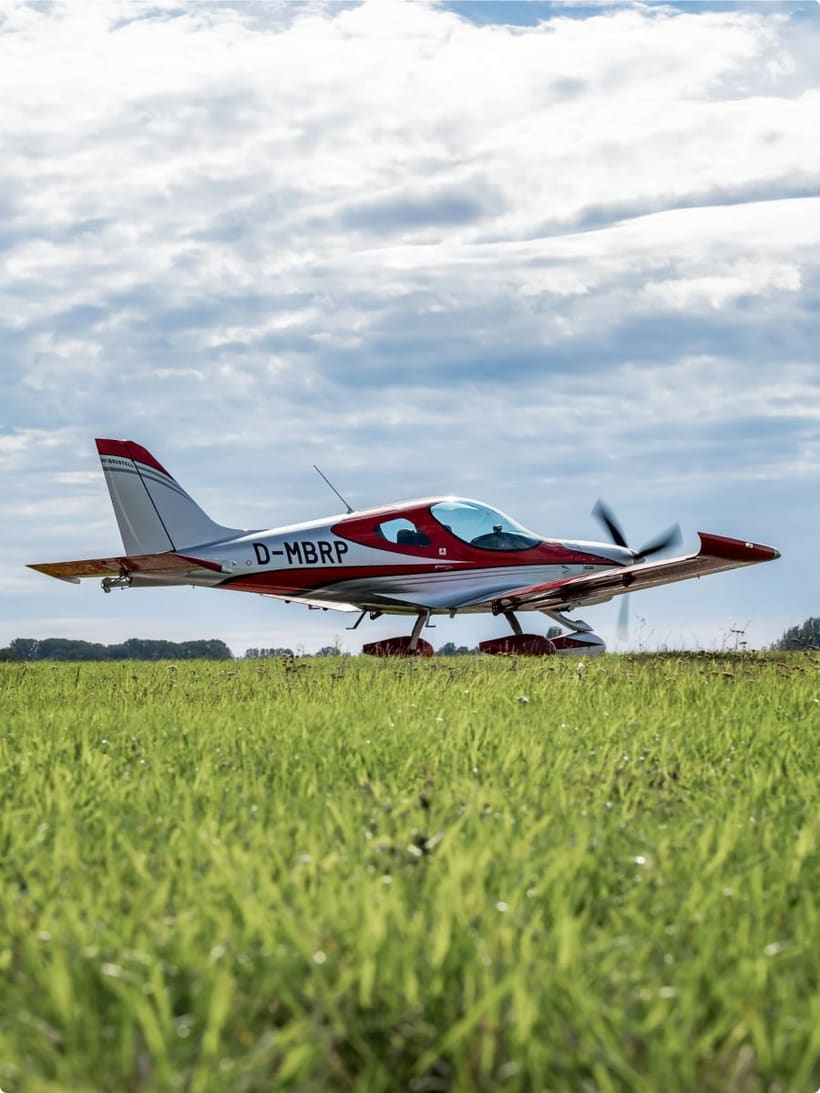 Bristell aircraft taking off on a test flight