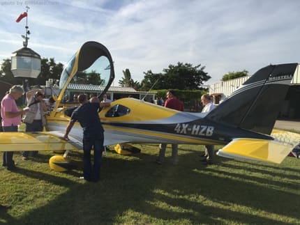 Celebrating the launch of a Bristell demonstration airplane in Israel