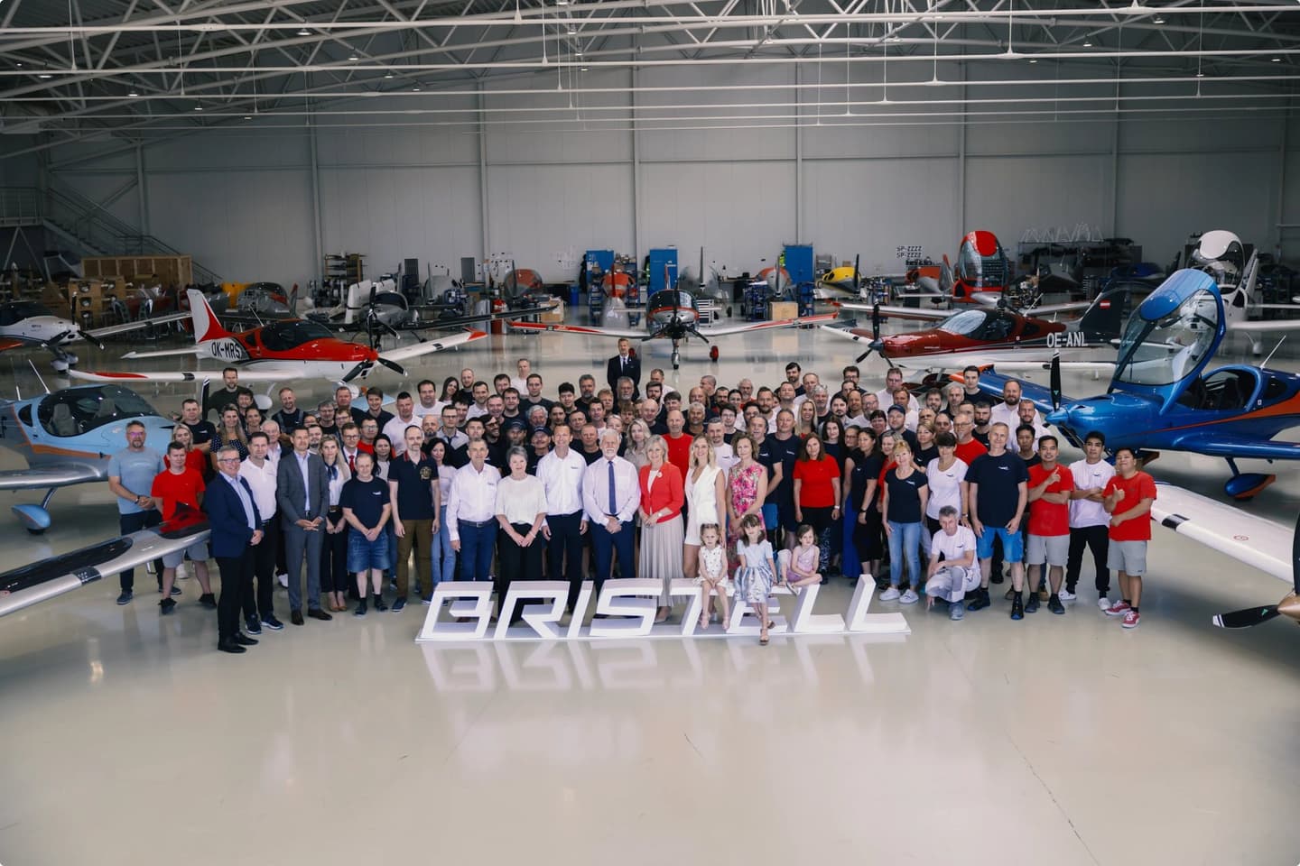 The BRM AERO factory in Kunovice, Czech Republic, with finished Bristell aircraft on the apron