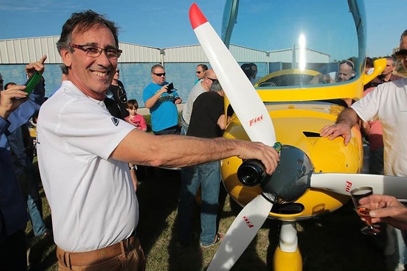 Celebrating the launch of a Bristell demonstration airplane in Israel