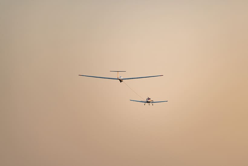 Towing the glider by Bristell airplane