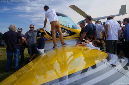 Celebrating the launch of a Bristell demonstration airplane in Israel