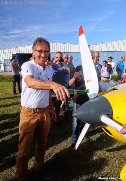 Celebrating the launch of a Bristell demonstration airplane in Israel