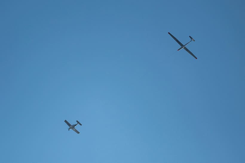 Towing the glider by Bristell airplane
