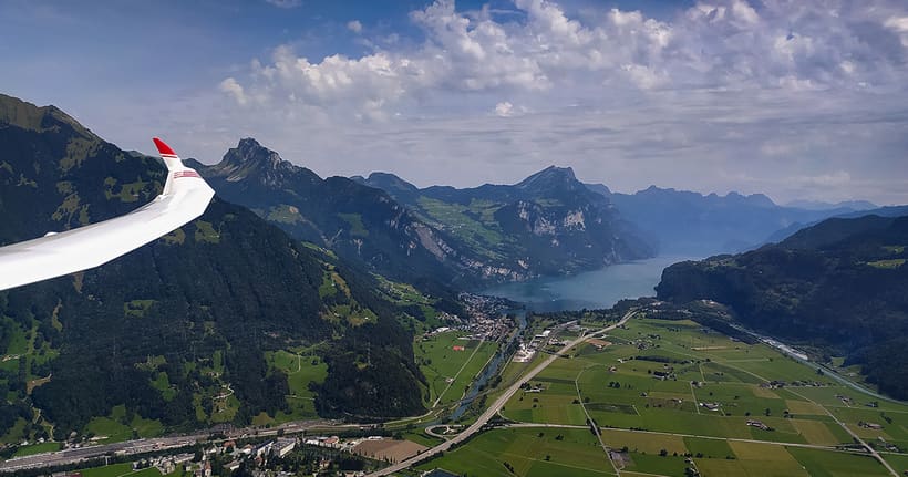 Glider towing in swiss aeroclub Schänis
