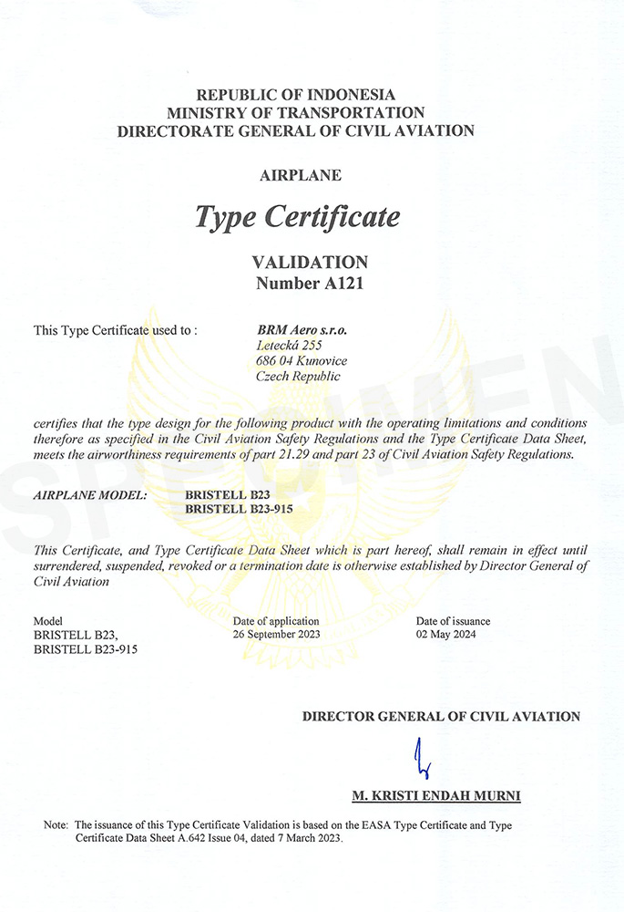 BRISTELL certificate B23, B23-915 Indonesia