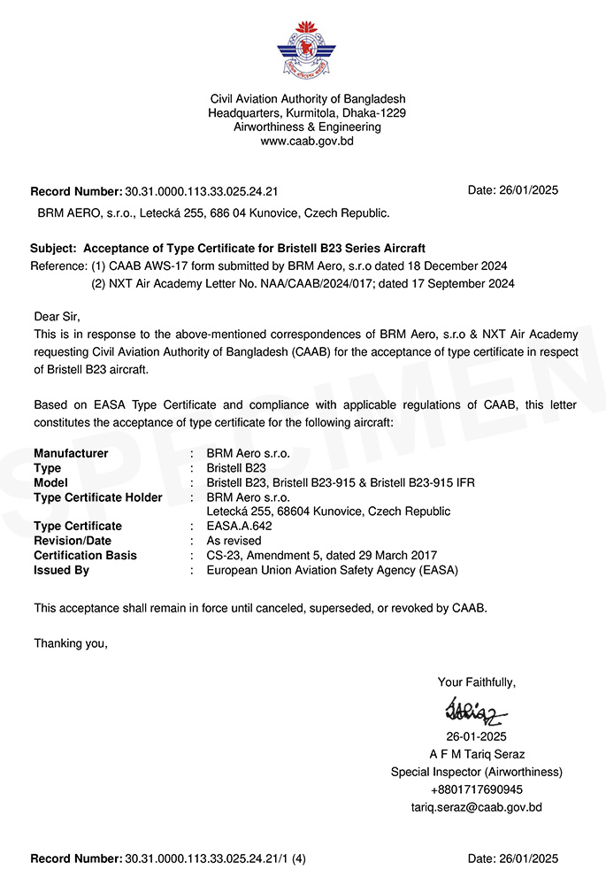 BRISTELL Certificate B23 Bangladesh